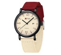 BIEWO Relojes unisex para hombre, correa de nailon, elegante, luminoso, analógico, de cuarzo, impermeable, militar, táctico, casual, para regalo, Negro y rojo