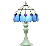 Bieye L30042 Lámpara de mesa estilo vitral, estilo mediterráneo Tiffany, de 8 pulgadas, con base de metal, altura de 15 pulgadas