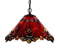 Bieye L30059 - Lámpara de techo de cristal tintado estilo Tiffany de 17 pulgadas, color rojo