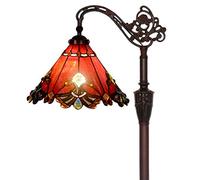 Bieye L30681 - Lámpara de pie de lectura de cristal teñido estilo barroco estilo Tiffany con 13" de ancho de mano, pantalla orientable, dirección ajustable