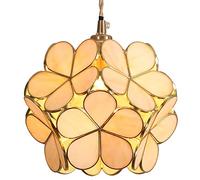 Bieye L30748 Lámpara colgante de techo estilo vitral estilo flor de cerezo con pantalla de 21 cm de ancho (Crema)