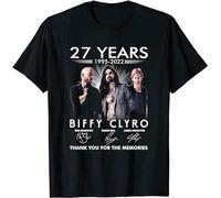 Biffy Clyro 27 Years 1995 2022 Signatures Thank You for The Memories Signature Men's T-Shirt Unisex Black Cotton Print tee Shirts XL