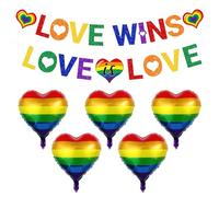 BIFHIG 1 Bandera Arcoíris, 5 Globos De Amor Arcoíris, Pancartas De Orgullo Arcoíris, Adornos LGBT, Decoraciones para Fiestas De Cumpleaños.