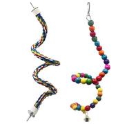 BIFHIG 1 Pieza De Cuerda para Poste De Loro, 1 Pieza De Cuerda para Trepar con Cuentas De Colores, Juguete para Loros, Cuerda para Trepar Pájaros, Accesorios para Posarse Pájaros.