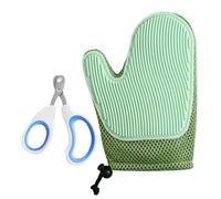 BIFHIG 1 Pieza De Guantes Verdes, 1 Tijera De Cabeza Redonda, Guantes para Gatos, Cepillos Flotantes para Mascotas, Cortaúñas para Mascotas, Tijeras Especiales para Gatos, Suministros para Mascotas.