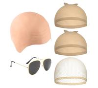 BIFHIG 1 Pieza De Juego De Cabeza Calva, 3 Piezas De Redecilla para El Cabello, 1 Pieza De Anteojos, Peluca Y Sombrero para Juegos De rol, Suministros para Presentaciones En El Escenario.