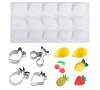 BIFHIG 1 Pieza De Molde De Silicona De Limón, 4 Piezas De Molde para Cortar Galletas De Frutas, Molde para Hornear Frutas, Adecuado para Hacer Galletas, Chocolate, Pan.