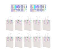 BIFHIG 10 Bolsas De Mano, 2 Pegatinas De Sellado Láser, Bolsas De Regalo En Forma De Amor, Bolsas De Dulces De Papel Kraft, Pegatinas Impermeables De Arcoíris, Pegatinas De Decoración De Diario.