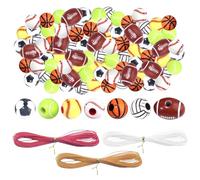 BIFHIG 100 Cuentas Sueltas con Temática Deportiva Y 3 Piezas De Hilo con Cuentas, Material Acrílico, Accesorios con Cuentas De Bricolaje, Suministros De Decoración para Fiestas.