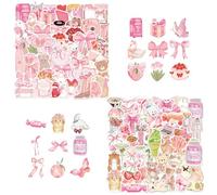 BIFHIG 100 Pegatinas Lindas Rosadas, Pegatinas Impermeables De Dibujos Animados, Pegatinas De Decoración De Cuentas De Mano, Adecuadas para Tazas De Agua De Bricolaje, Diarios, Patinetas.