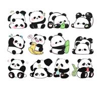 BIFHIG 12 Pegatinas De Advertencia De Automóvil Panda, Calcomanías De Bloqueo De Arañazos, Calcomanías Reflectantes Y Productos De Decoración De Automóviles.