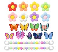 BIFHIG 17 Piezas De Flores Para Zapatos, 2 Piezas De Cadenas Para Zapatos, Decoración De Zapatos Con Agujeros De Dibujos Animados En Color, Accesorios Para Zapatos.