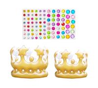 BIFHIG 2 Coronas Inflables, 1 Pegatina, Tocado De Fiesta, Accesorios De Cumpleaños, Pegatinas Tridimensionales Hechas A Mano, Diamantes De Cristal Minimalistas Modernos.