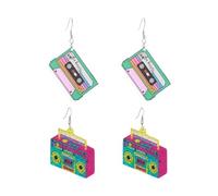 BIFHIG 2 Pares De Aretes De Radio, Joyas De Tendencia Retro, Aretes De Personalidad Creativa, Accesorios con Forma De Cinta.