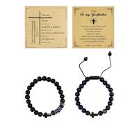 BIFHIG 2 Piezas De Pulseras De Cuentas Esmeriladas Negras, Pulseras Creativas De Moda, Accesorios De Compras, Regalos Religiosos Navideños, Productos para Hombres.