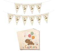 BIFHIG 20 Toallas De Papel De Capibara Y 1 Banderín, Decoración Temática De Capibara, Suministros para La Mesa De Comedor, Lindas Banderas Coles, Decoraciones para Fiestas De Cumpleaños.