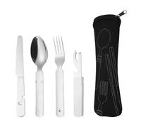 BIFHIG 4 Piezas De Vajilla De Acero Inoxidable, Juego De Vajillas De Campamento, Vajilla De Viaje Al Aire Libre Portátil, Adecuado para Acampar, Picnic, Al Aire Libre, Viajes.