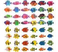 BIFHIG 48 Piezas De Decoraciones De Peces Tropicales, Modelos De Simulación De Vida Marina, Pequeños Juguetes De Vida Marina, Juguetes De Baño para Niños, Artículos para Fiestas En La Playa.