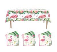 BIFHIG 48 Toallas De Papel Y 1 Mantel, Servilletas De Flamencos, Suministros De Mesa De Colores, Manteles Impermeables De Dibujos Animados, Decoraciones para Fiestas De Cumpleaños.