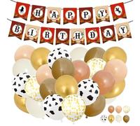 BIFHIG 60 Piezas De Globos De Vaquero Occidental Y 1 Pieza De Bandera, Decoración De Fiesta, Globos De Látex Marrón, Suministros para Fiestas Temáticas De Rancho.