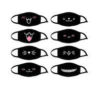 BIFHIG 8 Máscaras Negras, Lindas Máscaras De Algodón, Máscaras Transpirables De Moda, Reutilizables, Cubierta Antipolvo para Montar En Verano.