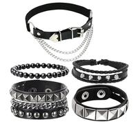 BIFHIG Pulsera De 3 Piezas, Cadena De Pierna De 1 Pieza, Pulsera De Remaches Punk, Anillo De Pierna De Cuero Gótico, Joyería De Hip-Hop De Moda, Decoración De Conciertos De Rock.