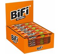 BiFi Original Tiras de salami, paquete de 40, 40 x 20 g, salchichón desecado para comer sobre la marcha, al aire libre, pimienta, cilantro y ajo, caja óptima para aperitivos