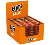 BiFi Original Tiras de salami picante, paquete de 40, 40 x 20 g, salchichón desecado para comer sobre la marcha, al aire libre, pimienta, cilantro y ajo, caja óptima para aperitivos