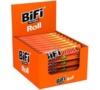 BiFi Roll - Pack de 24 unidades de 45 g, palitos de salami en delicioso hojaldre, tentempié original para llevar, para viajes, oficina o deporte, con pimienta, cilantro y ajo