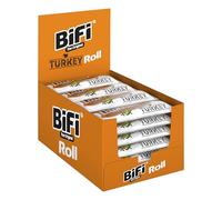 BiFi Roll Turkey - Aperitivos de salami de pavo, pack de 24 unidades de 45 g, sabroso tentempié de carne en forma de hojaldre, para llevar, oficina o practicar deporte, con pimienta, cilantro y ajo