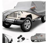 Big Ant Funda de coche personalizada para Wrangler de 4 puertas JK Unlimited Sport/Sahara/Rubicon, impermeable, para todo tipo de clima, con cremallera de puerta lateral izquierda, cubierta exterior