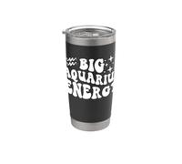 Big Aquarius Energy x Acuario Zodiac Retro Vaso térmico de acero inoxidable de doble pared