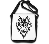 Big Bad Wolf Tribal Art - Bolso de hombro, color blanco, White, Talla única