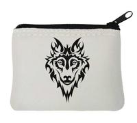 Big Bad Wolf Tribal Art - Monedero de neopreno (10 x 11 cm), color blanco, White, Talla única