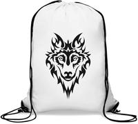 Big Bad Wolf Tribal Art - Saco de gimnasio informal con cordón, color blanco, White, Talla única