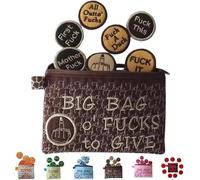 Big Bag of F*CKS to Give Zipper Pouch, Beautiful F*CKS with 17 different coins, Funny Unique Zipper Purse F*CKS Gag Gift, Handmade Cute Small Pouch for Man Woman, Novelty Gifts, marrón, Funny