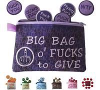 Big Bag of Fucks to Give Zipper Pouch,Funny Sarcastic Gag Zipper Pouch - with Different Fucks Zipper Prefect Felt Coins That Can Be Embroidered on Clothes, Bag of Fucks Gag Gift for Friends (Purple)