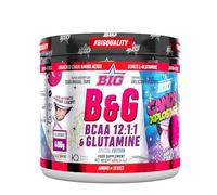 BIG - BCAA Glutamina Micronizada Kyowa - BCAA & Glutamina Materia Prima Premium - Rendimiento y Recuperación - BCCAs con L-Glutamina - BCCAs Aminoacidos - Sabores Exclusivos (400g, Candy Explosive)