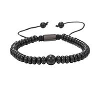 Big Bead True Black Turmalina Yoga Root Pulsera de piedras naturales tejidas pulsera de perlas Familia, talla única, Piedra, No es una piedra preciosa