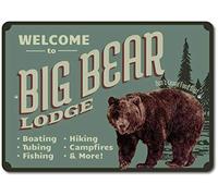 Big Bear Lodge Sign Bear L Gift Bear Lodge Decor Letrero de aluminio divertido letrero de metal de 8 x 12 pulgadas