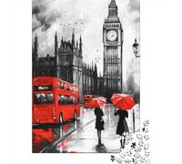 Big Ben Autobús Rojo Puzzle de 1000 Piezas Juego de Puzzle 1000 Piezas Papel para Adultos Familia Regalo 52x38cm/1000pcs