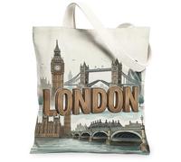 Big Ben - Bolsa de lona para mujer, diseño de torre de viaje urbano Londres, ninguno, beige, lavable, reutilizable, bolsa de mercado, ideas para viajes, trabajo, compras, librería, 13 x 15 pulgadas