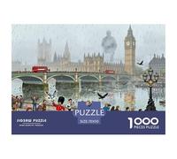 Big Ben de Londres, el Caos del Támesis Puzzle De Madera Impermeable Puzzles De 1000 Piezas Regalos para Adultos Desafiante Y Estimulante Rompecabezas Decoración del Hogar