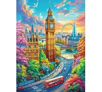 Big Ben en Londres al Atardecer Puzzles 1000 Piezas Portátil 3D Rompecabezas Familiar para Toda La Familia Maquetas Educativas Construir Aliviar Estrés 1000 PCS