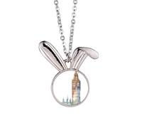 Big Ben in Britain Art Deco - Collar con colgante de conejo de moda