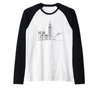 Big Ben Line Art Londinense Camiseta Manga Raglan
