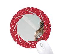 Big Ben Nubes Cielo Azul Wheel Mouse Pad de Goma roja Redonda