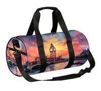 Big Ben Sunset River - Bolsa deportiva para gimnasio | Bolsa de viaje para hombres y mujeres, bolsa grande para fin de semana, bolsa de equipaje de mano, bolsa de entrenamiento