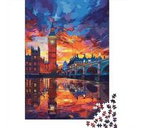 Big Ben Westminster Bridge Puzzle de 1000 Piezas Puzzle para Adultos Atardecer Reflejo Relajación Decoración Regalo 70x50cm/1000pcs