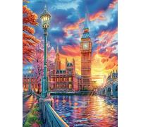 Big Ben y London Eye al Atardecer Puzzle 1000 Piezas Cartón Blanco Premium para Coleccionistas Cuento de Hadas de acompañamiento mágico Entrenamiento Memoria Hobby Colección Regalo Ori